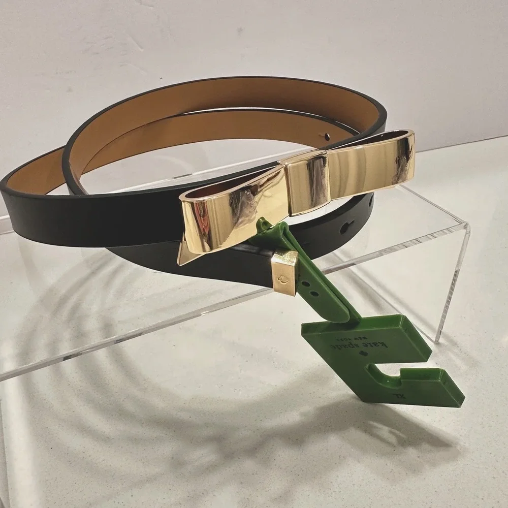 Kate Spade Large  Bow Genuine Leather Belt‎ Black Extra Large NWT Beautiful